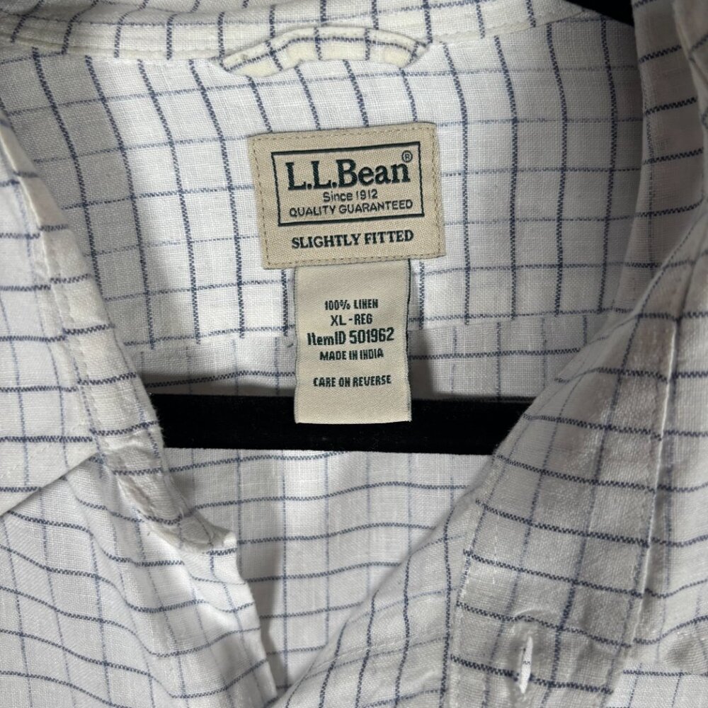 L.L. Bean White Black Checkered Half Sleeve Pocket Slightly Fitted Shirt Size XL - Picture 4 of 7